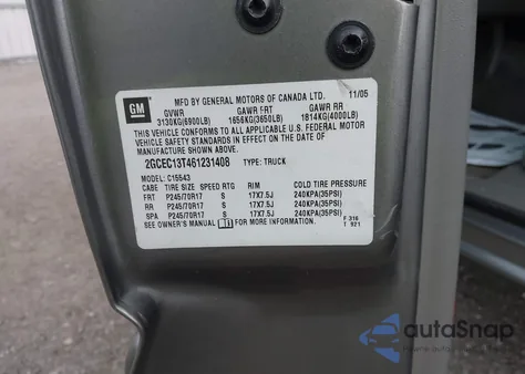 2006 Chevrolet Silverado 1500 Lt1 from USA, damaged, VIN 2GCEC13T461231408